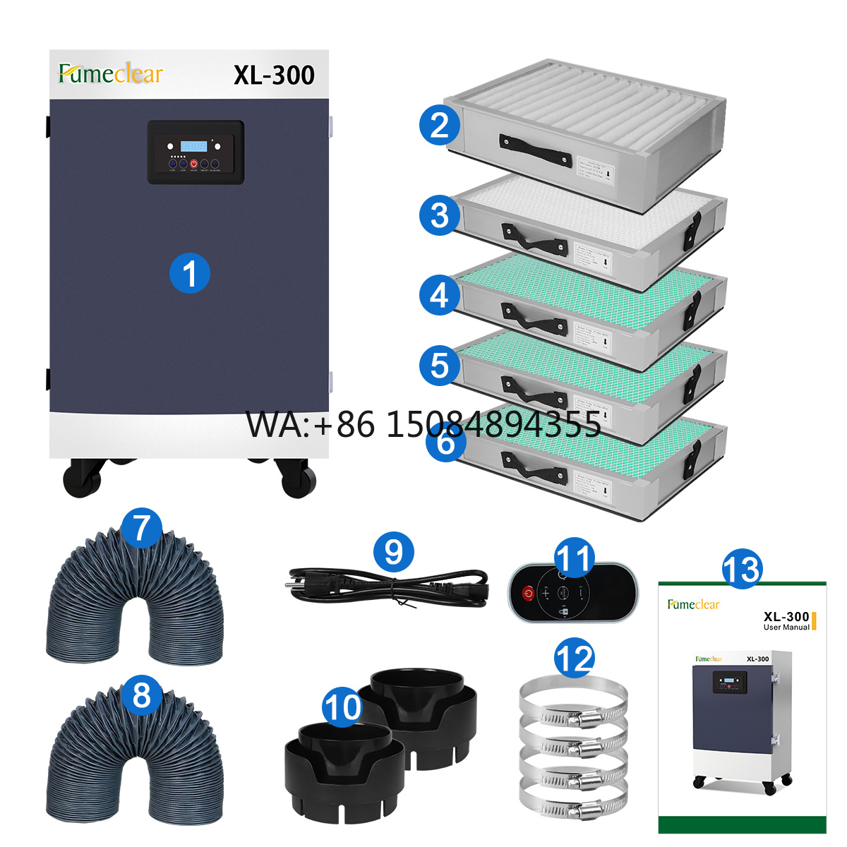 Co2 Laser Engraving Machine - H13 330W 5-traps filtersysteem, extractor en